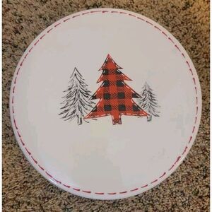 North Pole Bed and Breakfast Christmas Ceramic Cookie‎ Jar Buffalo Plaid